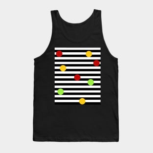 Ping pong black and white striped pattern with happy colorful circles Tank Top